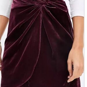 LOFT Velvet Mini Skirt in Deep Burgundy